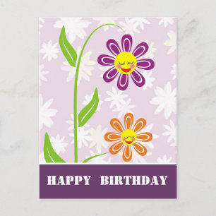 Felizes Flores Felizes Cartões de Aniversário