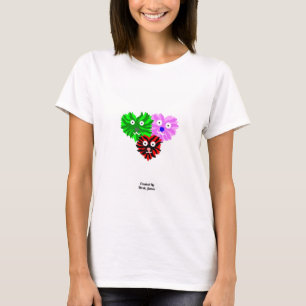 Felpudos cardíacos Camisa branca-base-T feminina