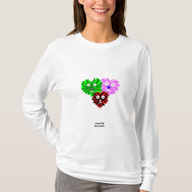 Felpudos cardíacos Camisa de capa longa feminina (Frente)