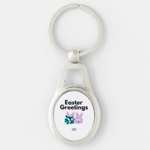 Felpudos de Bunny Oval Metal Chaveiro