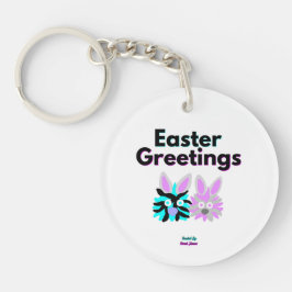 Felpudos de Bunny Round Chaveiro