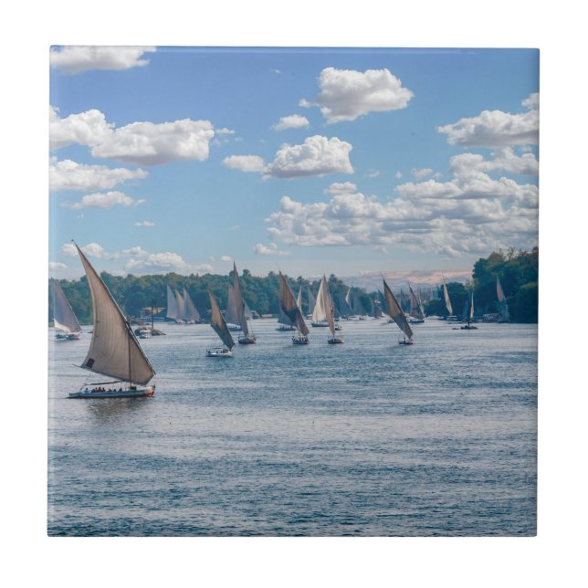 Feluccas navegando ao longo do Nilo - Aswan, Egito (Frente)