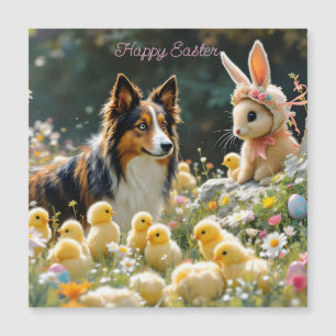 Felz pascoa Collie e Pintinhos Magnet