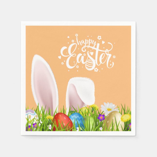 Felz pascoa Floral Bunny Ears | Guardanapo de Pape (Frente)
