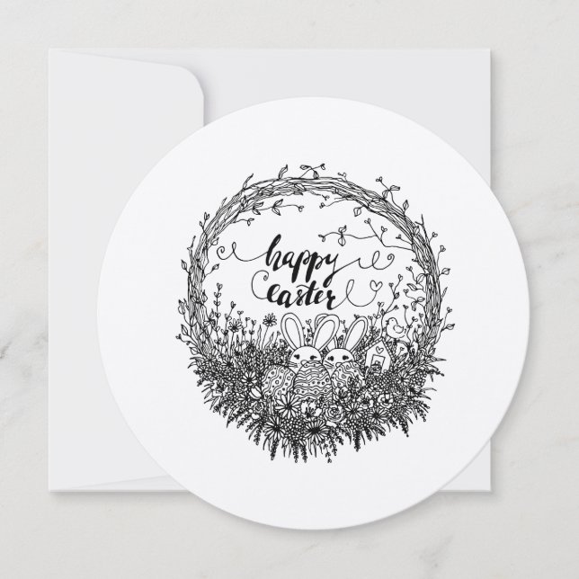 Felz pascoa Floral Wreath Art (Frente)