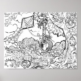 Felz pascoa Impressão Bunnies Egg Hunt Art