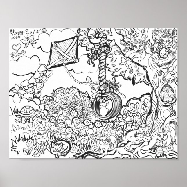 Felz pascoa Impressão Bunnies Egg Hunt Art (Frente)