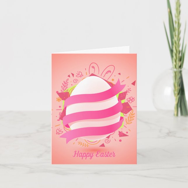 Felz pascoa perfeito, anúncio de ovos cor-de-rosa (Frente)