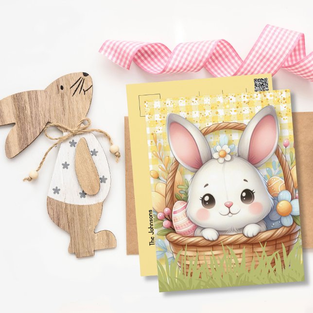 Felz pascoa vibrante no cartão postal amarelo de f (Vibrant Happy Easter in Yellow background postcard)