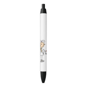 Fêmea eu amo a caneta de tinta preta do tênis