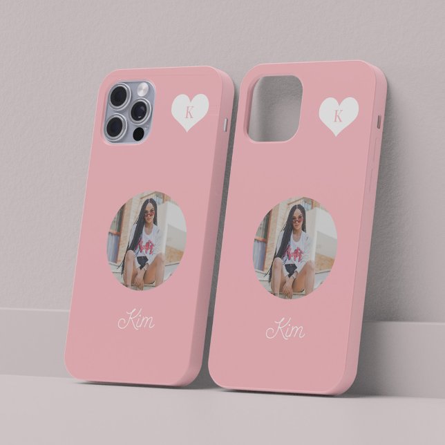 Feminino rosa foto e nome personalizado moderno (Criador carregado)