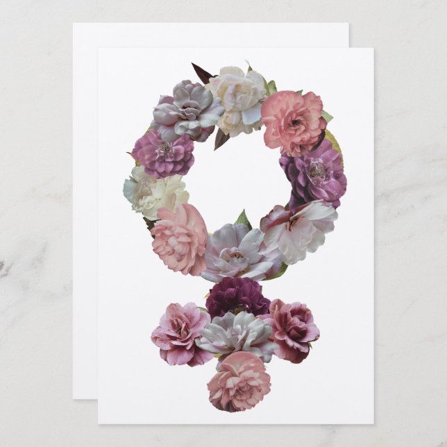 Feminista - Símbolo Venus Feminino com Flores (Frente/Verso)