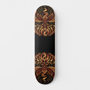 Fênix Dourada em Skate Deck Preto