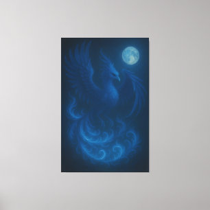 Fenix Lua Azul · Impressão em Tela de Arte Fina