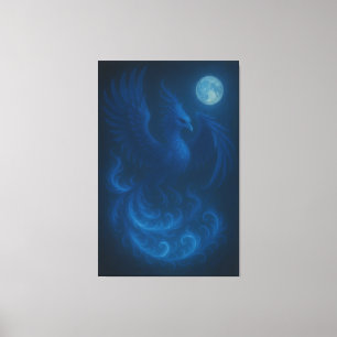 Fenix Lua Azul · Impressão em Tela de Arte Fina