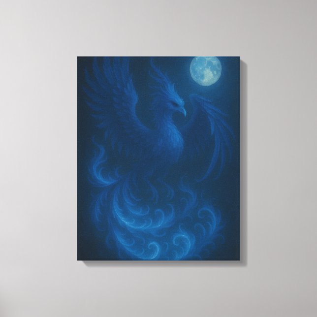 Fenix Lua Azul · Impressão em Tela de Arte Fina (Frente)