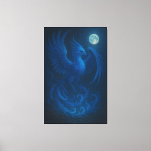 Fenix Lua Azul · Impressão em Tela de Arte Fina