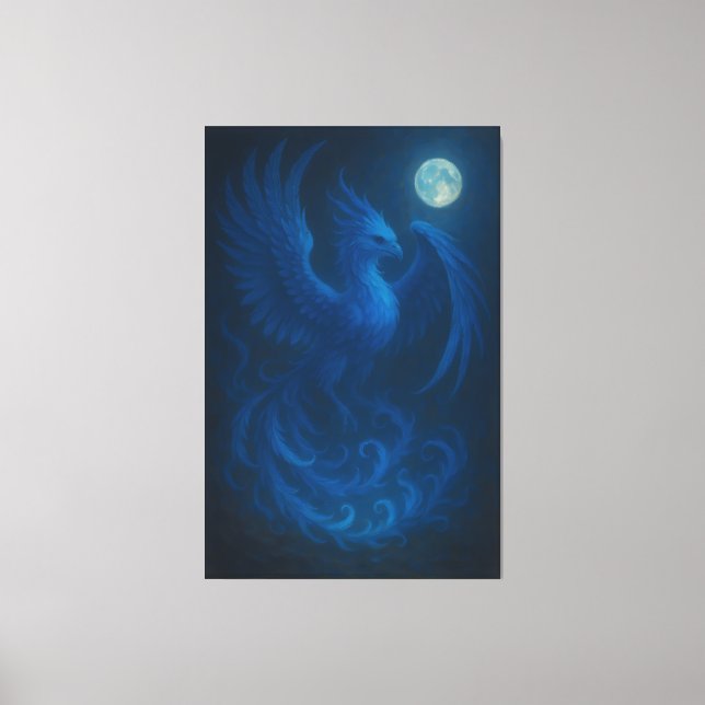 Fenix Lua Azul · Impressão em Tela de Arte Fina (Frente)