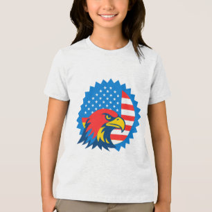 Férce Bald Eagle sobre o pavilhão norte-americano