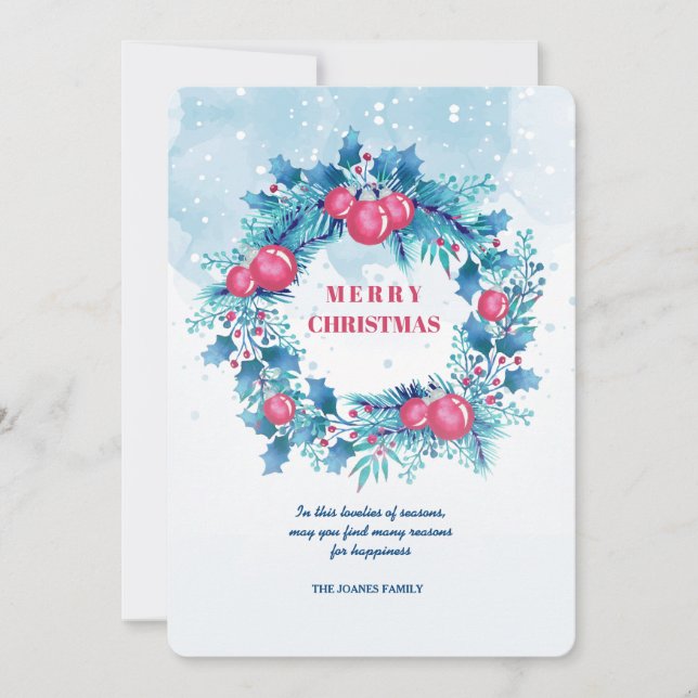 Feriado Azul com Cartão de Férias de Bolas Vermelh (Frente)