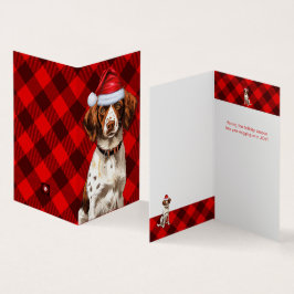 Feriado Brittany Spaniel Dog Red Xadrez Natal