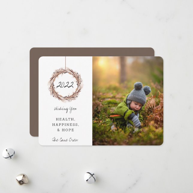 Feriado de Ano Novo Feriado Cartão com fotos Frita (Frente/Verso In Situ)