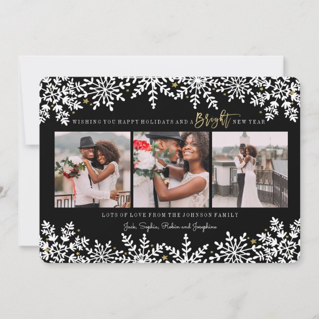 Feriado de Ano Novo | Flocos de neve | 3 Cartão de (Frente)