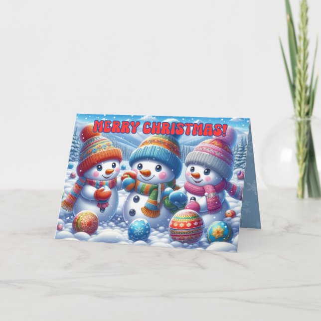 Feriado de Cartão de Natal Snowmen (Frente)