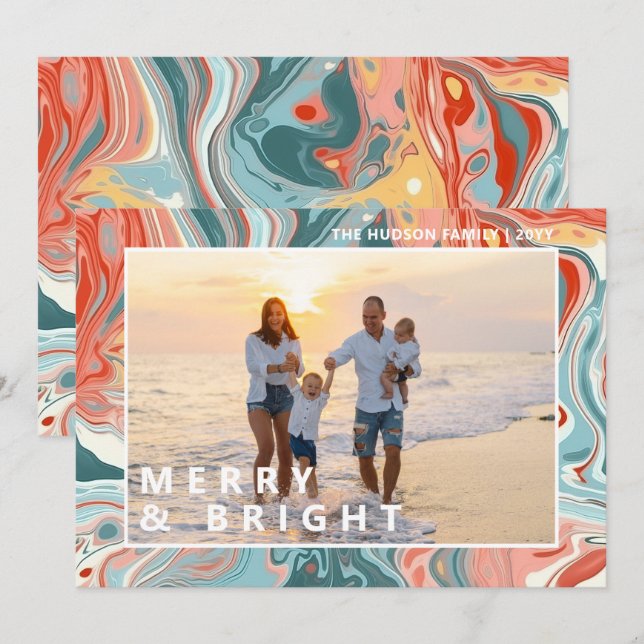 Feriado de Foto do Mármaco Líquido, feliz e Brilho (Frente/Verso)