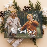 Feriado de Fotografia com Nome da Família com Letr<br><div class="desc">Cheio foto e nome da família de script cartões de natal de Natal. Substitua por suas fotos e deseje a seus amigos e família um feliz Natal, um feliz ano novo ou qualquer texto personalizado ou saudação alternativa para este feriado! Este design de orçamento mostra uma ou duas das suas...</div>