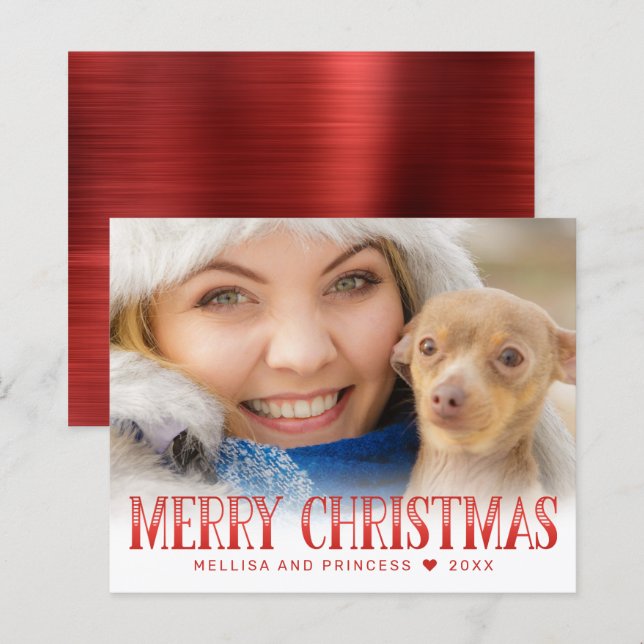 Feriado de Fotografia do Script Vermelho de Feliz  (Frente/Verso)