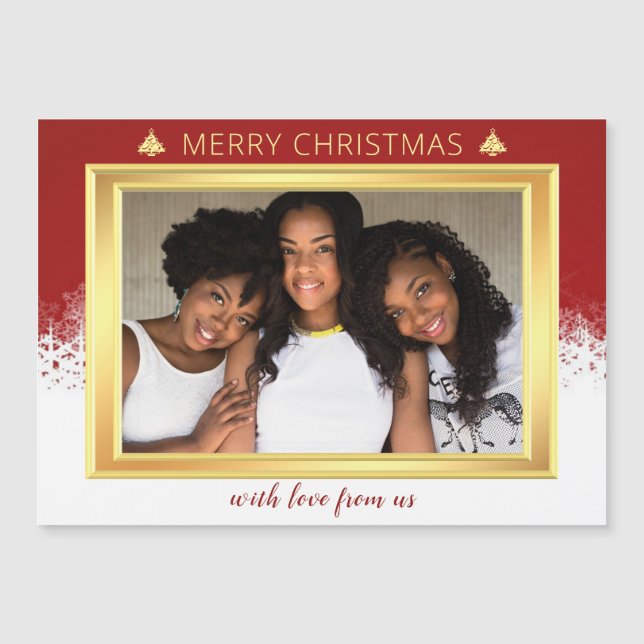 Feriado de Fotos em Grupo Dourado e Vermelho de Na (Frente)