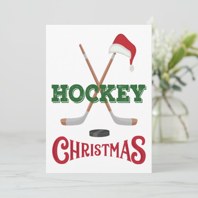 Feriado De Natal De Hockey Para Cartão De Jogadore (Em pé/Frente)