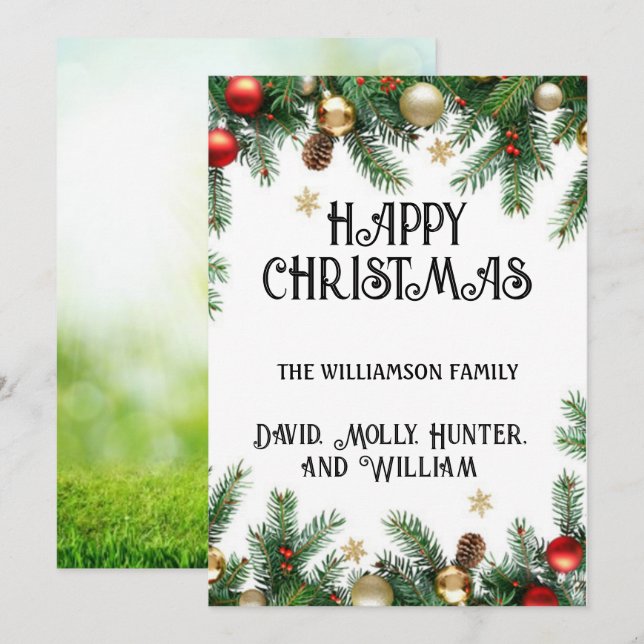 Feriado de Natal Feliz, Script de Cartão de Saudaç (Frente/Verso)