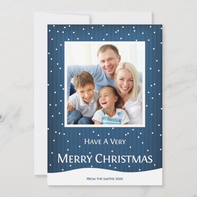 Feriado de Natal - Greve Azul de Cartão com fotos (Frente)