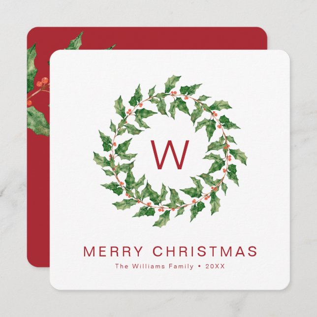 Feriado de Natal Mínimo Greenery (Frente/Verso)