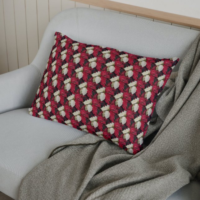 Feriado de Padrão de Poinsettias Vermelhas e Branc (In Situ)