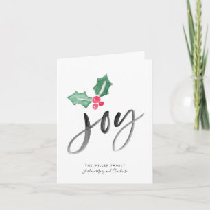 Feriado de Script Joy Brush   Cartão de Natal dobr