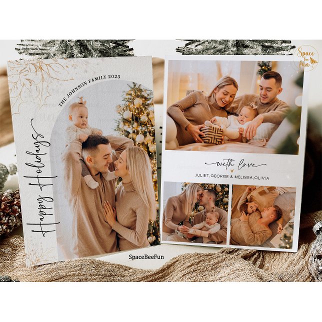 Feriado do Cartão de Natal da Família de Cartão de (Photo Christmas Card Family Christmas Card Holiday Card Modern Minimalist Christmas All products in )