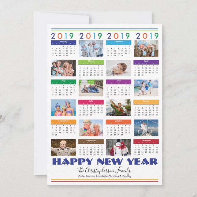 Feriado do FELIZ ANO NOVO de Colagem de Fotos 2019 (Frente)