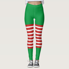Feriado Elf Leggings Candy Cane de Natal