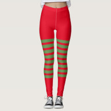 Feriado Elf Leggings Candy Cane de Natal