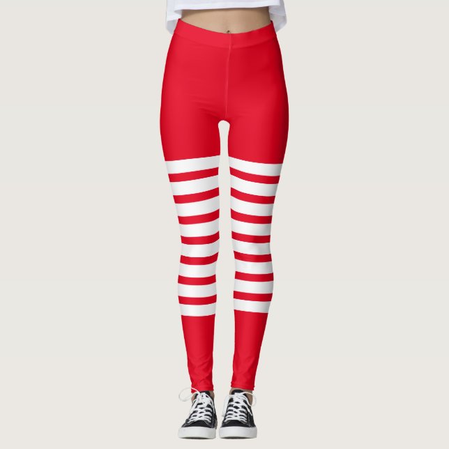 Feriado Elf Leggings Candy Cane de Natal (Frente)