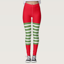 Feriado Elf Leggings Candy Cane de Natal
