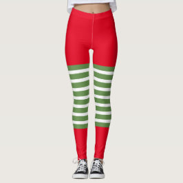 Feriado Elf Leggings Candy Cane de Natal