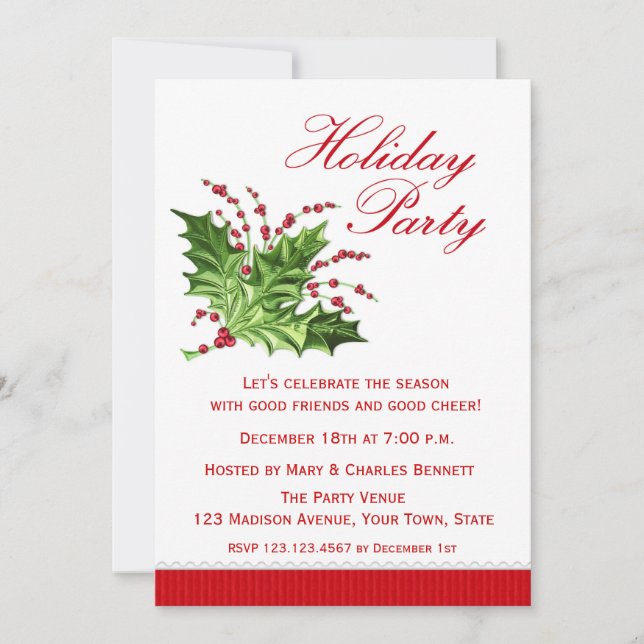 Feriado Holly, Convite para Festas de Feriado (Frente)