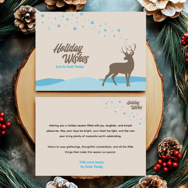 Feriado Minimalista De Veado Simples E Bonito (Holiday Greeting Cards with whimsical illustration deer winter scene, unique cute minimalist simple.)