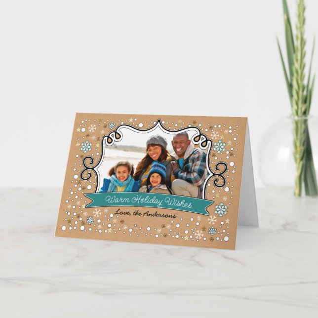 Feriado Quente Deseja. Cartões de foto de Natal (Frente)