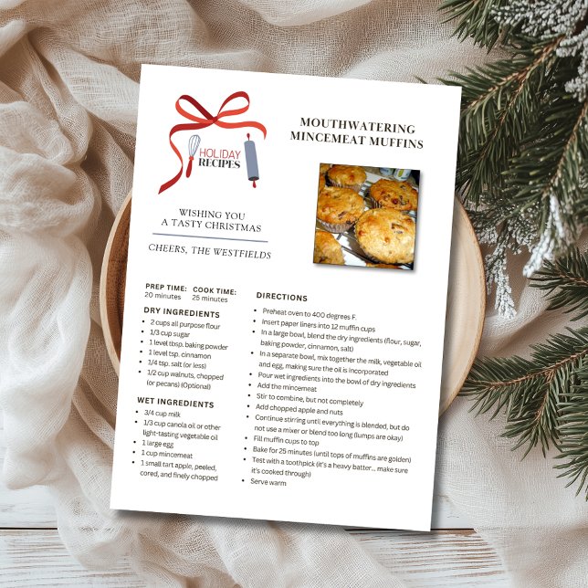 Feriado Recebe Mincemeat Muffins Cartão de Natal (Holiday Recipe Mincemeat Muffins Personalized Christmas Card)