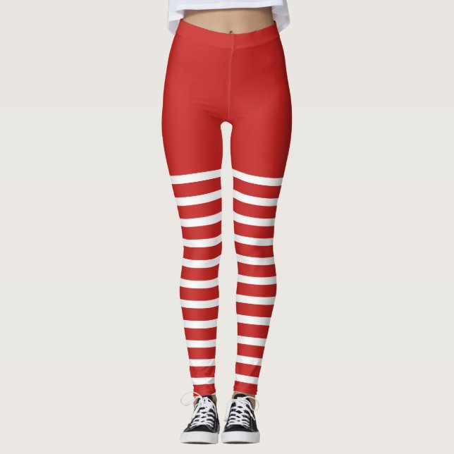Feriado Sexo Leggings Candy Cane de Natal (Frente)